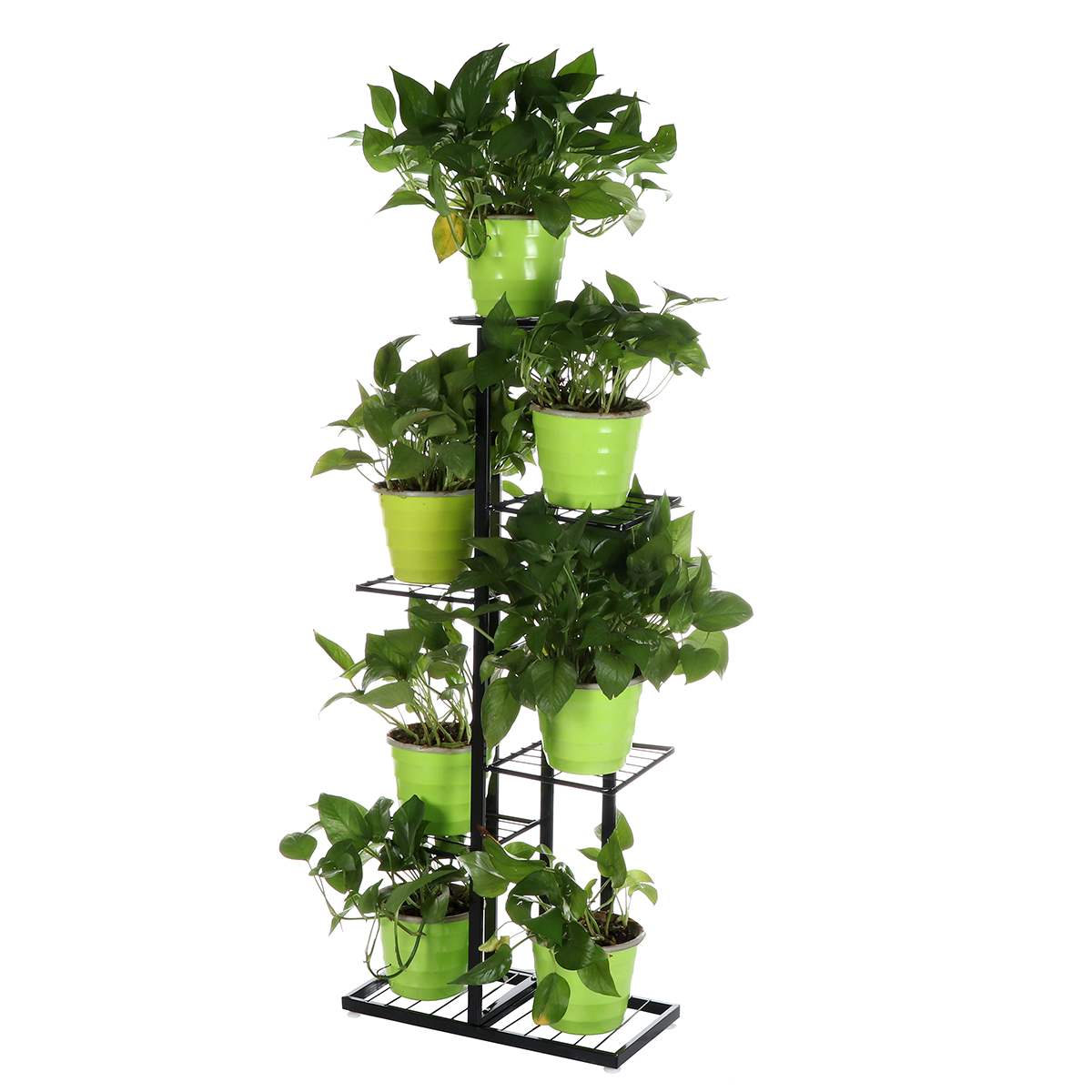 4/6 nivåer krukväxt ställ växt hylla blomma hållare trädgård ställ display växt stativ saftiga växter rack balkong dekoration: Svart 6 nivåer