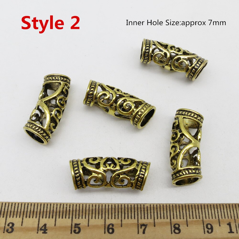 5 st olika stilar viking rune hår fläta dread beard dreadlock pärlor ringar tub för kvinnor män tillbehör: 5 st stil 2