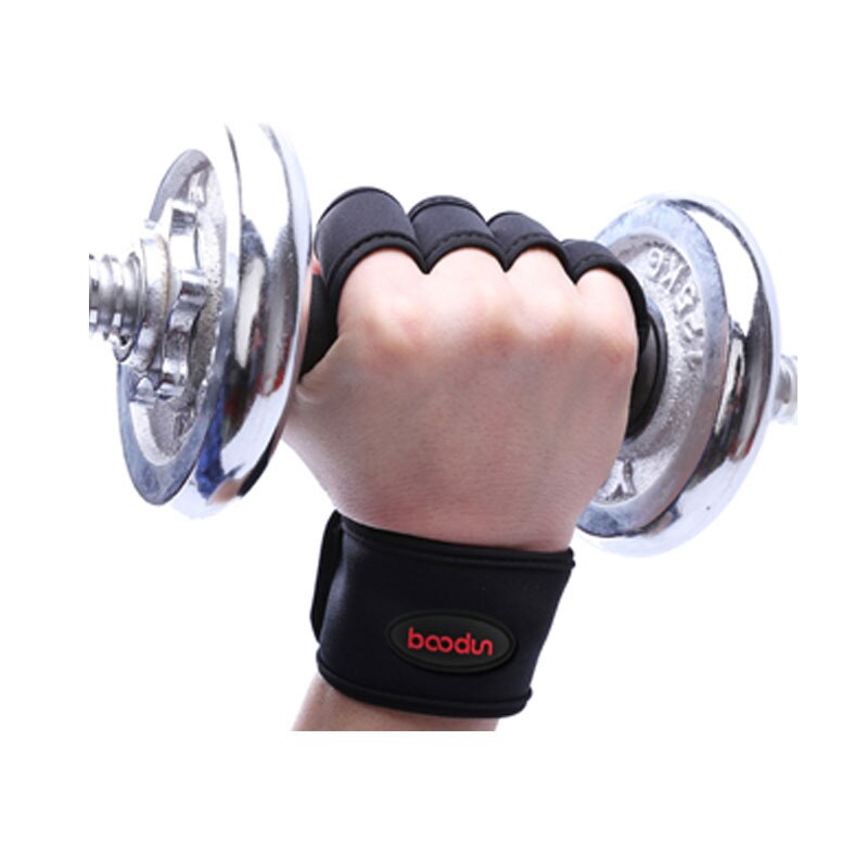 1 paire Gym Fitness gants musculation hommes Fitness sport musculation Silicone anti-dérapant paume soutien protecteur gants: Black-L