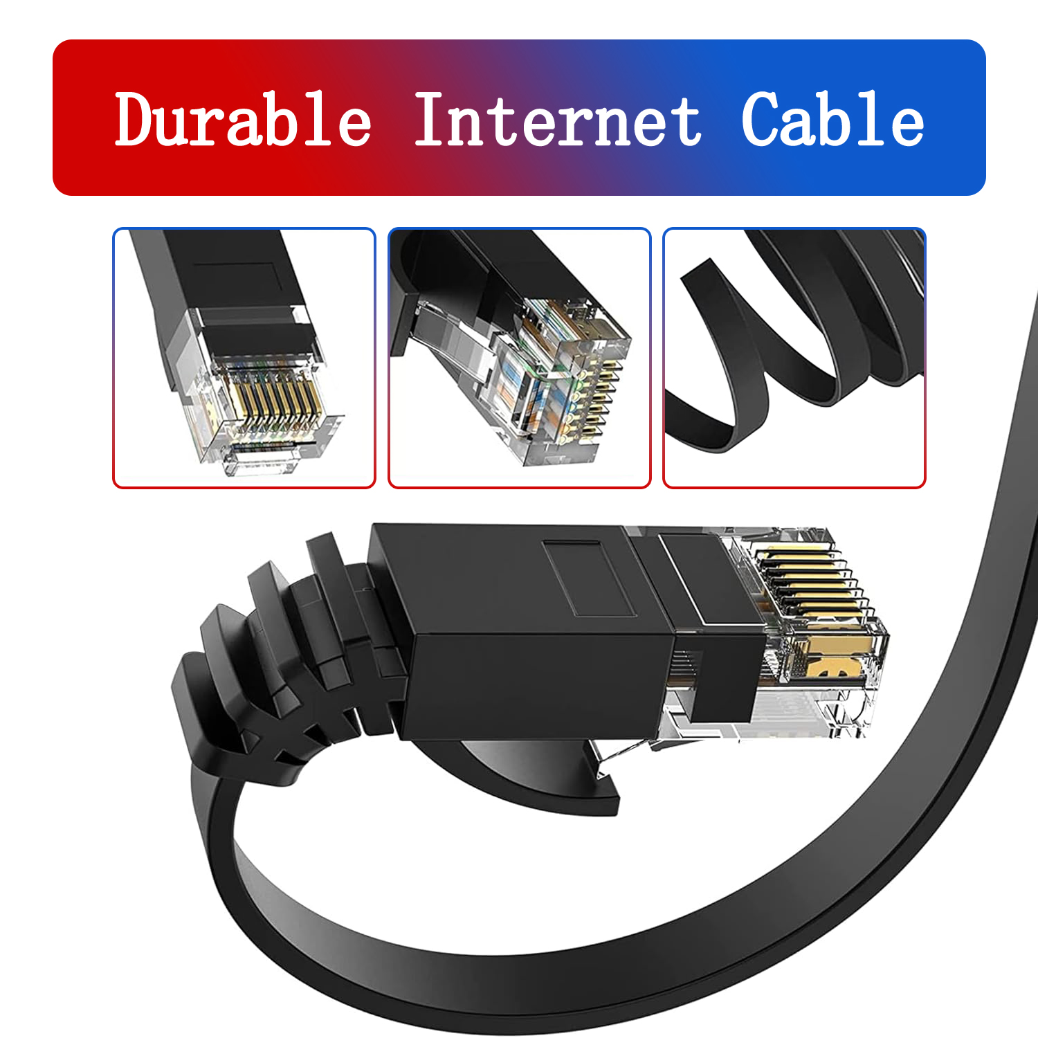 Cable Ethernet HENGSUR CAT6 5M 10M 20M 30M Cable plano de red de Internet RJ45 Cable de conexión LAN para enrutador Modem Cable Ethernet Cat6