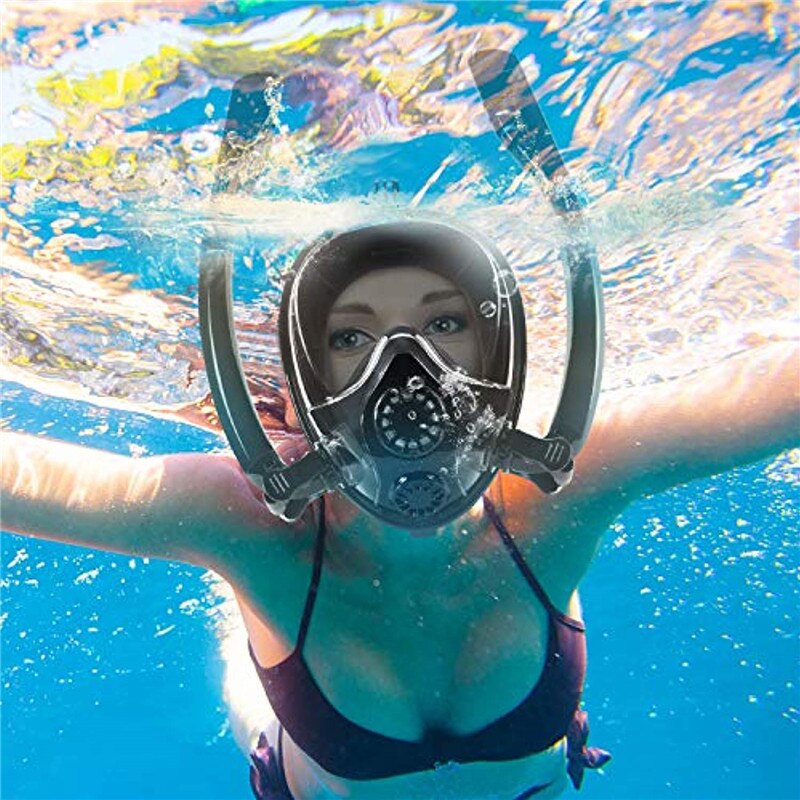 Diving Mask Underwater Scuba Anti Fog Full Face Snorkeling Mask Adult Kids Full Dry Double Tube Breathing Swimming Equipment