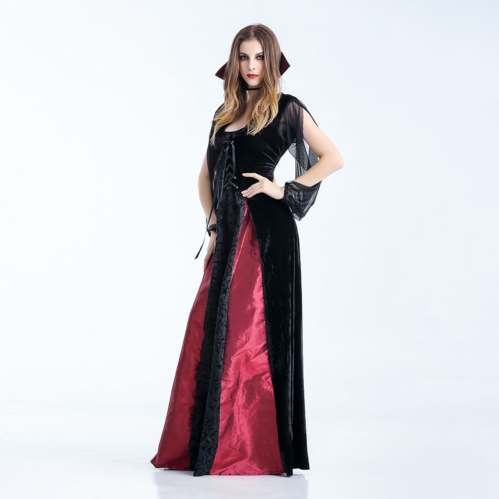VASHEJIANG Women Vampire Costumes Cosplay Adult Gothic Witch Vampire Costumes Halloween Masquerade Plays Vampire Costumes