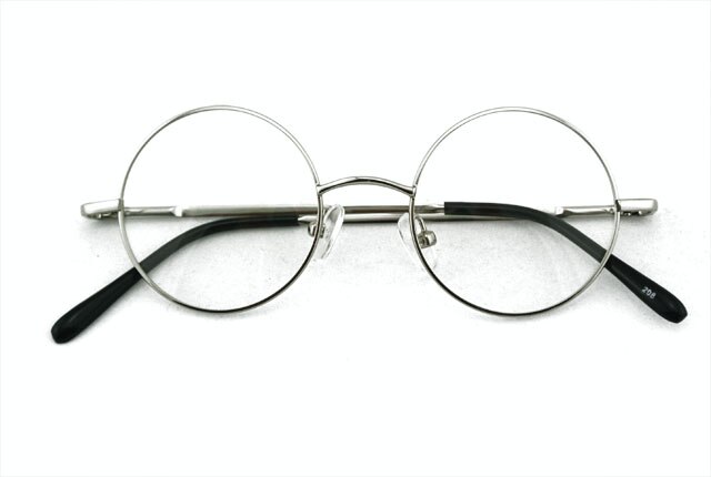 Vintage runde små fjederhængsler john lennon metal brillerammer fuld kant nærsynethed rx stand briller: Sølv