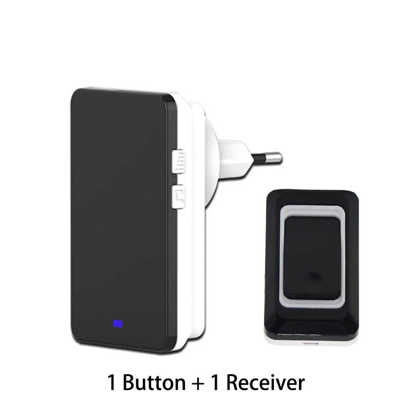Wireless Smart Home Doorbell 4 Plugs Waterproof Electircal Chime Inteligente Ringbell Remote Control Elderly Pager Door Bell: 1 Button 1 Receiver