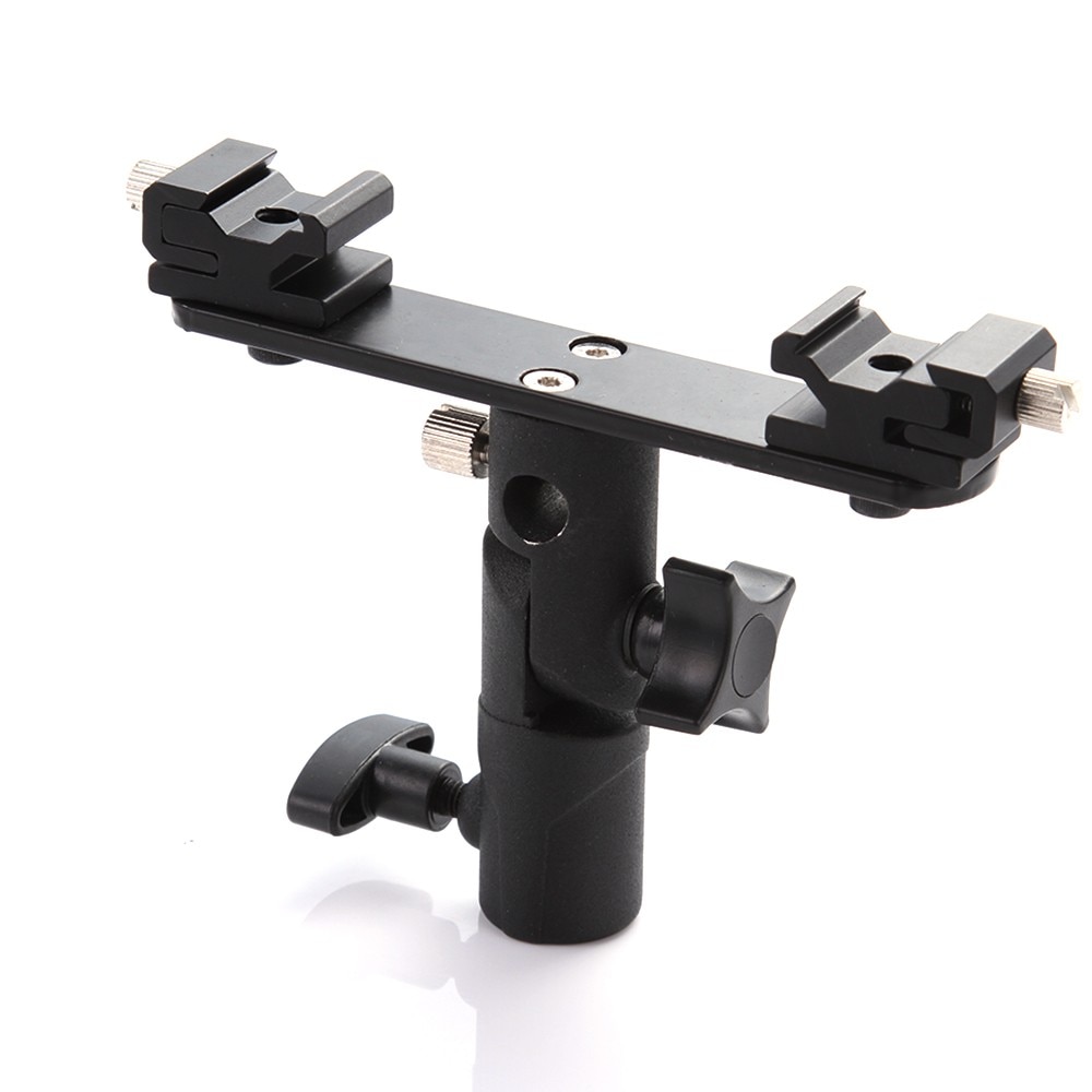 double cold shoe mount 180 ° swivel joint flashlight holder E type lights mount bracket Reflective soft light umbrella adapter