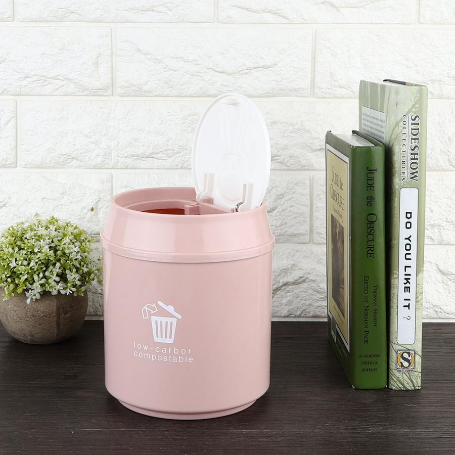 Plastic Kleine Afvalbak Leuke Mini Prullenbak Desktop Trash Mand Tafel Home Office Prullenbak Vuilnisbak Diversen Vat Doos Met deksel