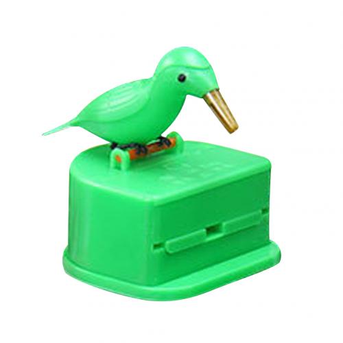 Soporte inteligente para palillos de dientes, dispensador de palillos de dientes con forma de pájaro, decoración de mesa de comedor, caja de utensilios de cocina: Verde
