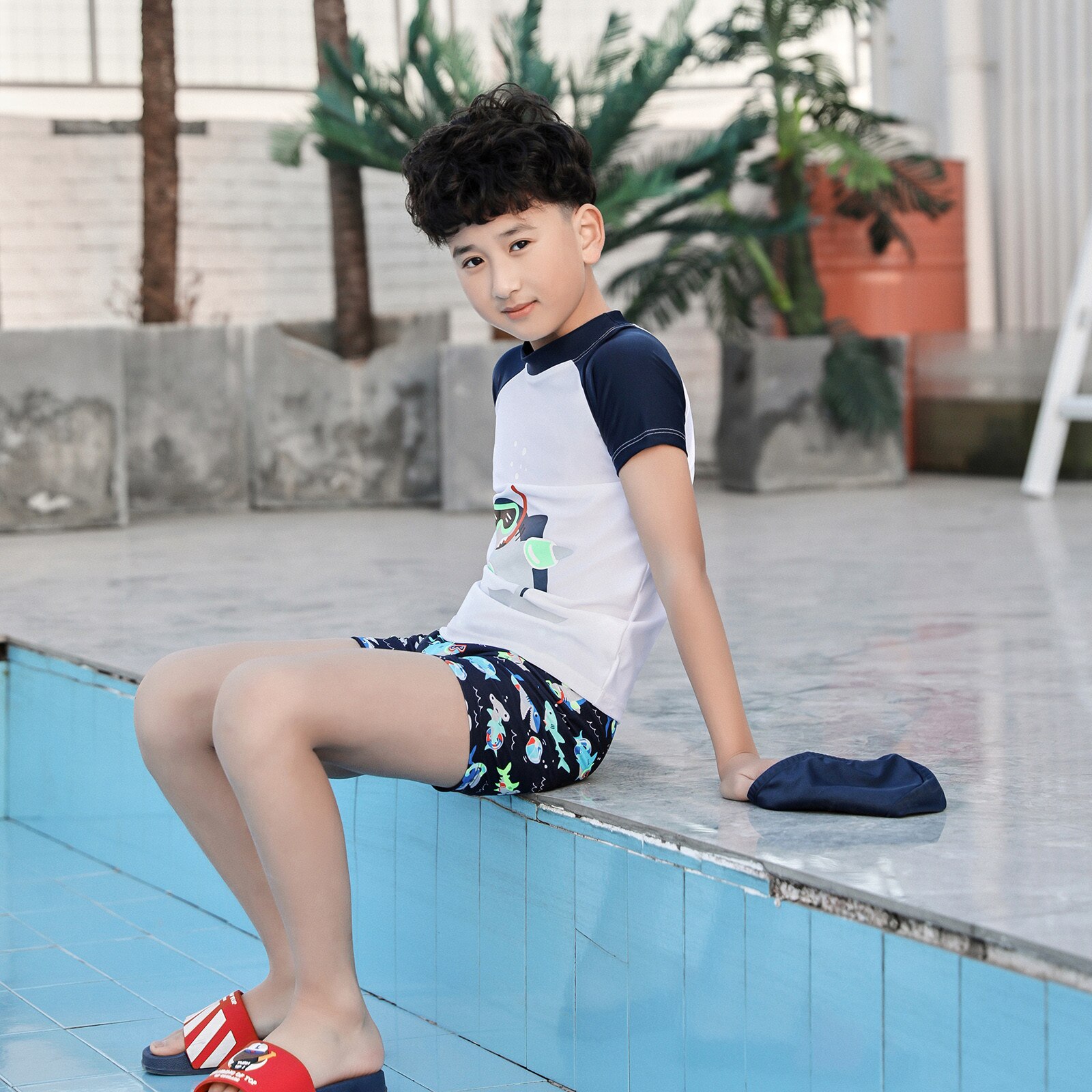 Peuter Baby Jongens Badpak Badmode Beachwear Cartoon Sharks Twee Stuk Badmode Badpak Strand Badpak Outfits Kleding