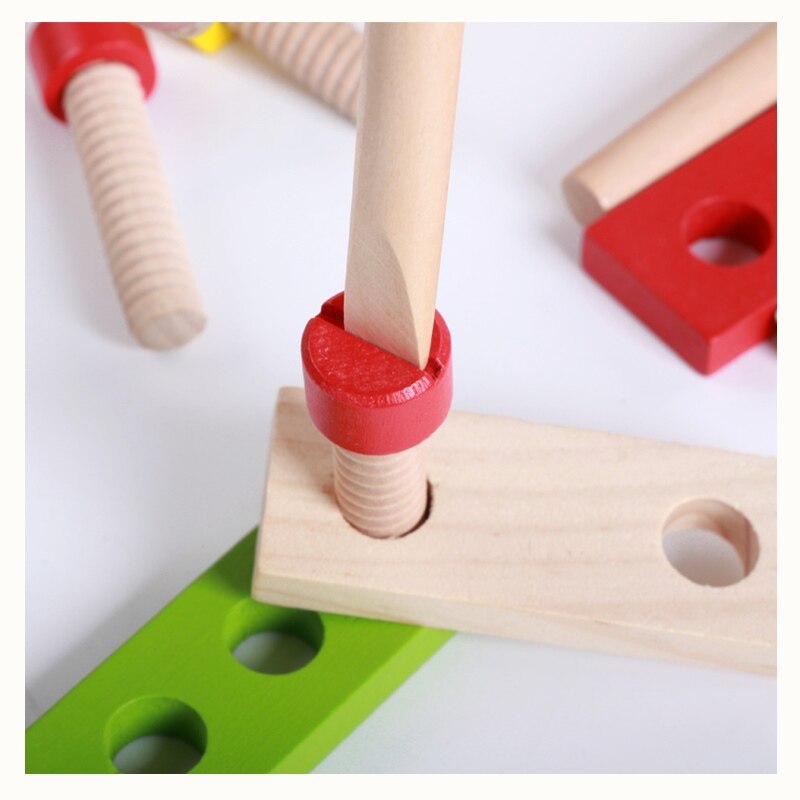 Houten Multifunctionele Tool Set Jongen Tool Speelgoed Pretend Play Reparatie Speelgoed Houten Timmerman Bouw Gereedschapskist Speelgoed