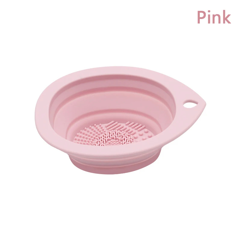 Limpiador de brochas de maquillaje de silicona, cuenco de limpieza de esponjas de polvo plegable, cepillos para sombra de ojos, estera suave de lavado, herramientas de belleza, caja de fregado: Castaño