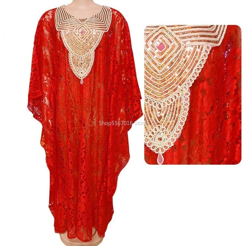 robes africaines pour femmes Dashiki nouvelle africaine soluble dans l'eau dentelle en vrac avec broderie perlée longue robe