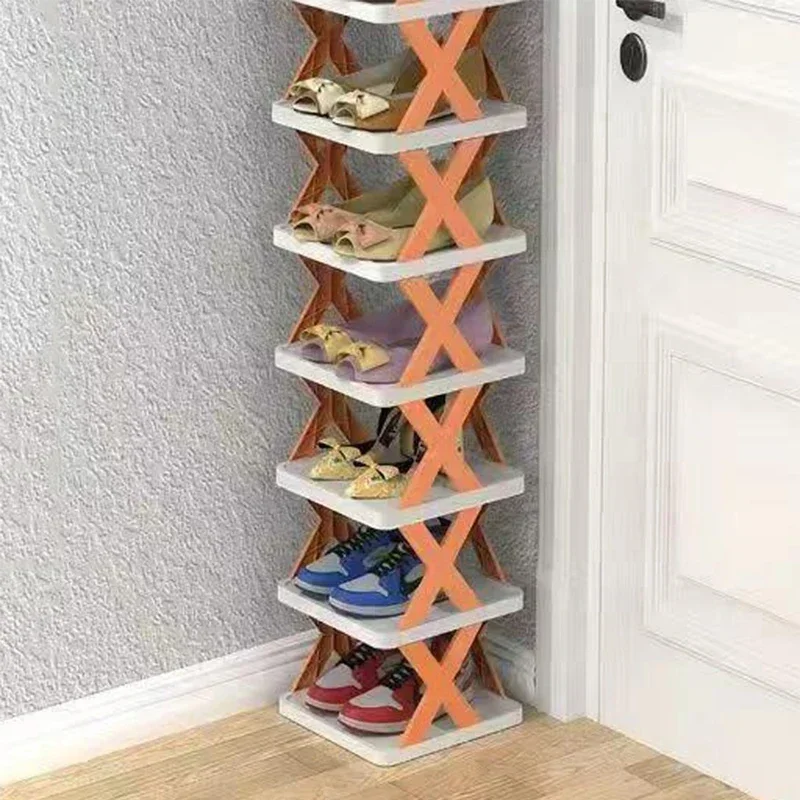 2-9 Tiers Vertical Shoe Rack with Shoe Bags, Adjustable Narrow Shoe Storage Organizer, Space Saving Stackable Tower Shelf: Dark Khaki