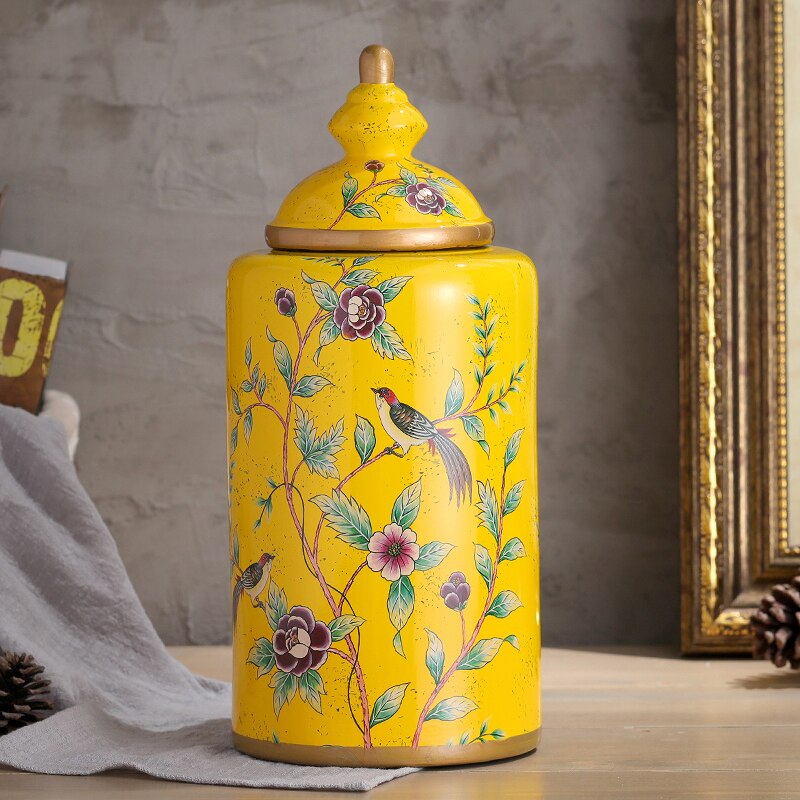 Blomster mønster klassisk keramik vase antik slik krukke te dåse universal porcelæn opbevaring krukker vintage hjem indretning