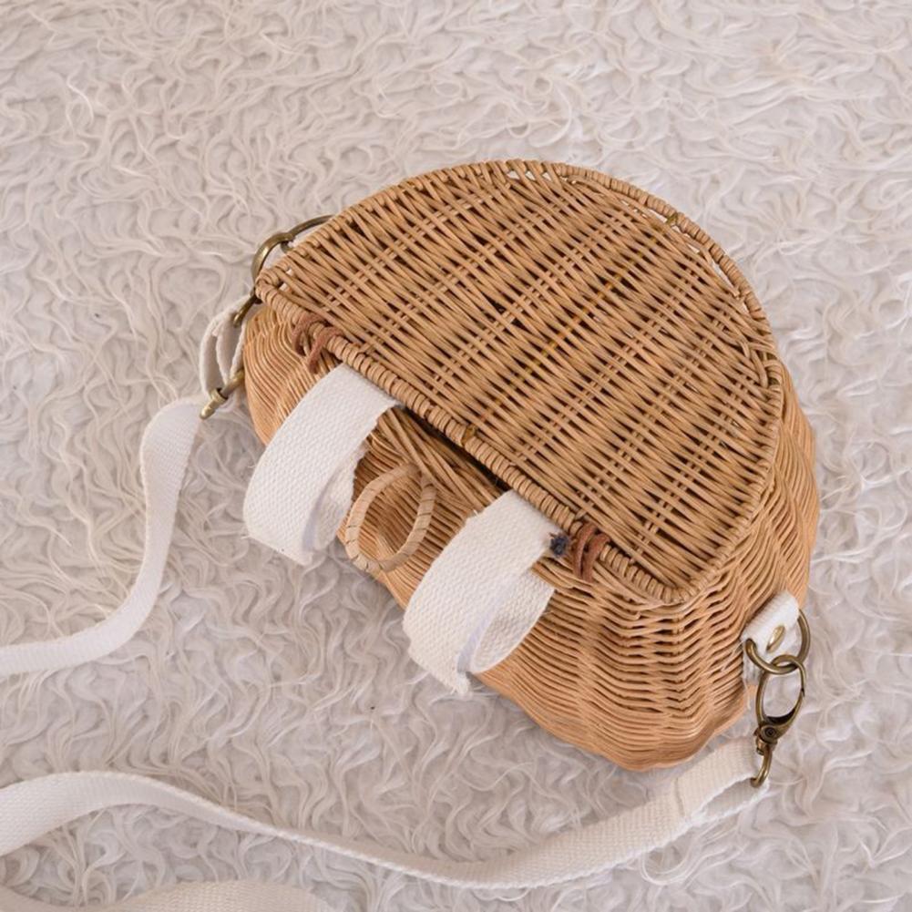 Cesta de armazenamento para meninas, portátil, durável, resistente ao desgaste, de vime, mochila para meninas