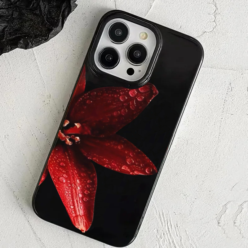 FOURTOC Cover Pizzo Fiore Per IPhone 13/13 Pro/13 PRO Max/13 Mini Custodia Antiurto Nero Fiore Sollievo Pizzo Modello Protettiva Case Morbida TPU Silicone Paraurti,Smile,8 Plus/7 Plus - Foto 12