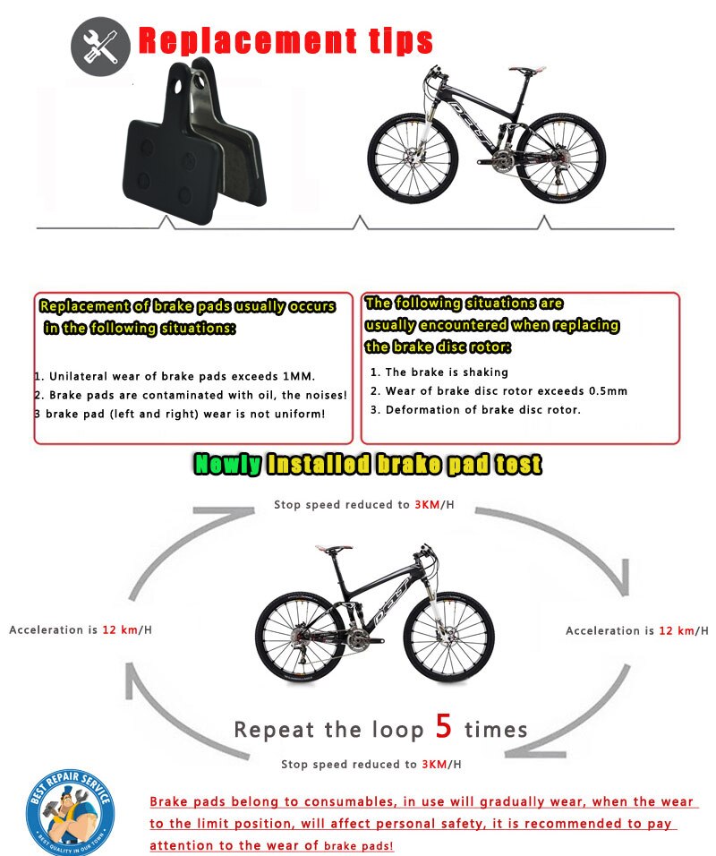 4 par e-cykel cykel skive bremseklodser til shimano  m355 m375 m395 m415 m445 m446 m447 m475 m495 m525 semi-metallisk tilbehør