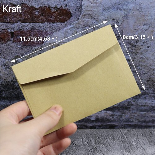 10 stk mini konvolutter slik farver brevpapir kort ensfarvet konvolut postkort foto brev konvolutter til kontor skole: 10 stk kraft