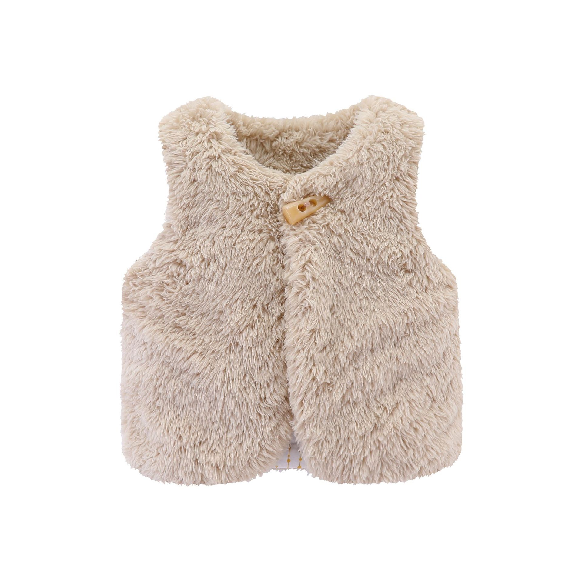 Hh Baby Herfst Wollen Vest Voor Meisjes Zachte Warme Katoenen Kleding Jongens Mode Mouwloze Kleding Kinderen Dikker Winter Vest Baby: khaki / 24M