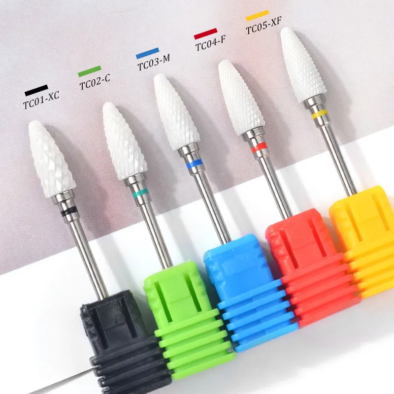 Brocas de cerámica para uñas, fresa, Lima, lima de uñas, cabeza de molienda, pulidor eléctrico de pedicura, pulidor de manicura, cutícula, herramientas de Arte de uñas limpias
