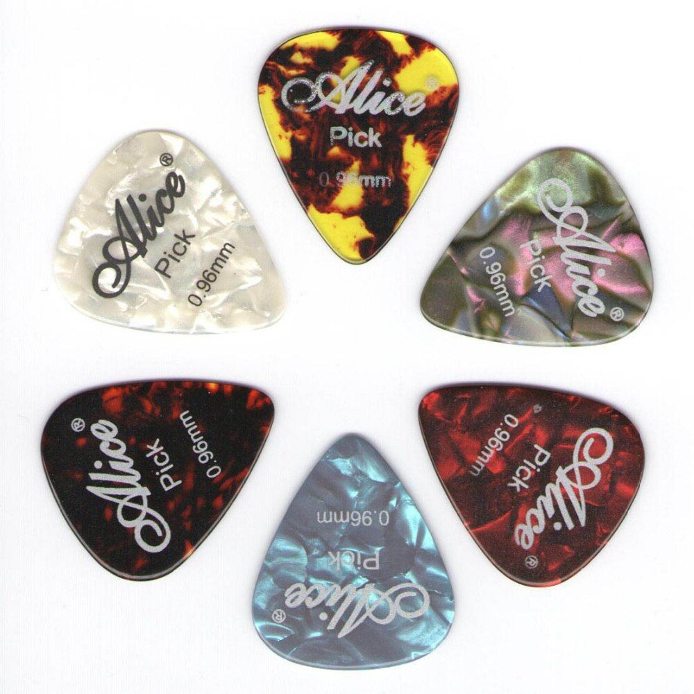 Alice-Púas para guitarra de celuloide, 6 piezas, grosor de mediador 0,46 0,71 0,81 0,96 1,20 1,50mm, color aleatorio