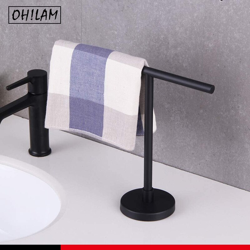 Movable Free-Standing Hand Towel Holder Standing Tree Rack 304 Black Bath Towel Stand Bathroom Towel Hanger Vanities Countertop