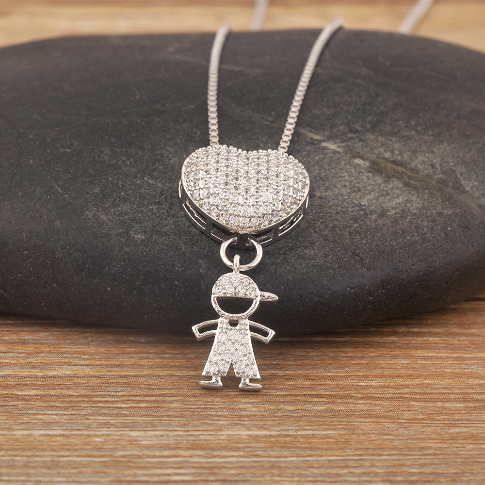 Nidin Trend Son/Daughter Boy/Girl Pendant Necklaces Female Versatile Chain Choker Jewelry Birthday: Champagne gold