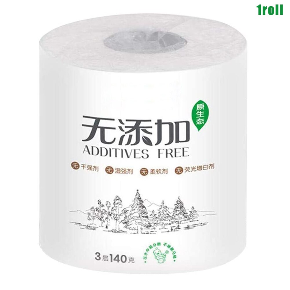 1 Roll 3-ply Toilet Paper Home Roll Paper Soft Skin-Friendly Bathroom Paper Tissue White LDO99