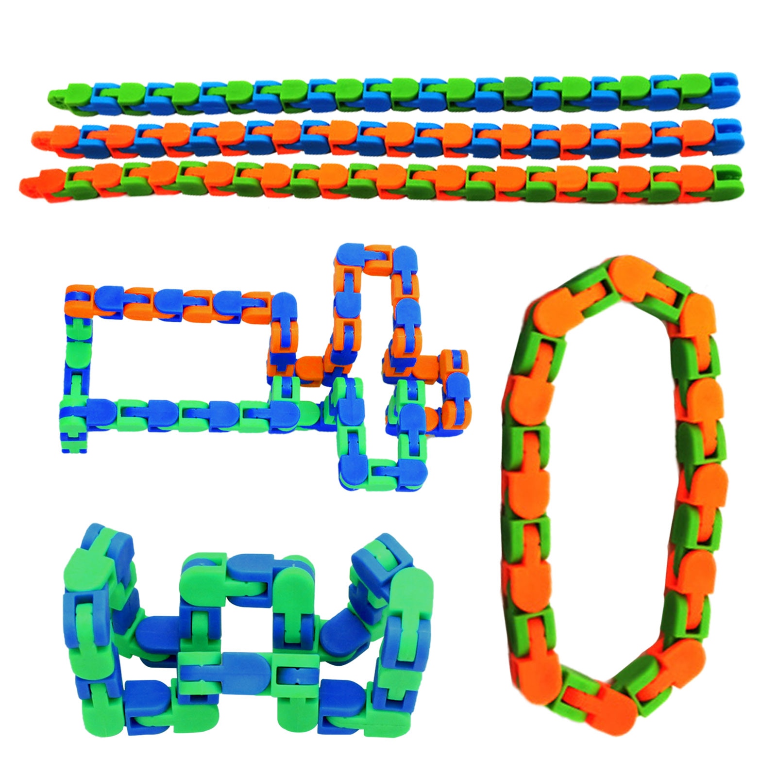 24 Links Wacky Tracks Snap En Klik Fidget Speelgoed Bike Chain Spinner Armband Snake Puzzel Anti Stress Speelgoed Voor Kids volwassenen