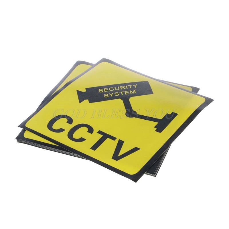 10PCS Warning Stickers for CCTV SECURITY SYSTEM Self-adhensive Safety Label Signs Decal 111mm Waterproof