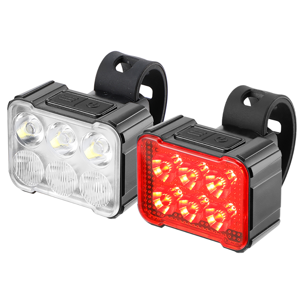 Luces delanteras y traseras para bicicleta, faro impermeable para bicicleta, luz trasera para ciclismo tipo C, recargable por USB, linterna para bicicleta de alto brillo: Blanco