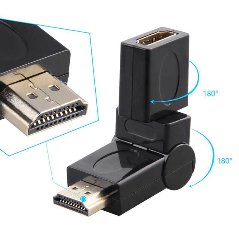 Rotera hdmi-adapter 90 270 grader rätvinklad hane till hona-omvandlare 4k hd-kontakt mini micro hdmi-kompatibel förlängare: Vit / Bunt 2