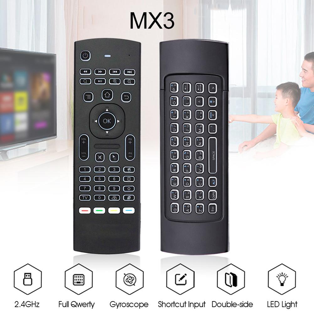 MX3 Draadloze Toetsenbord T3 Smart Afstandsbediening Voor X96 Tx3 H96 2.4G Rf Backlit Air Mouse Met Voice microfoon Voor Android Tv Box