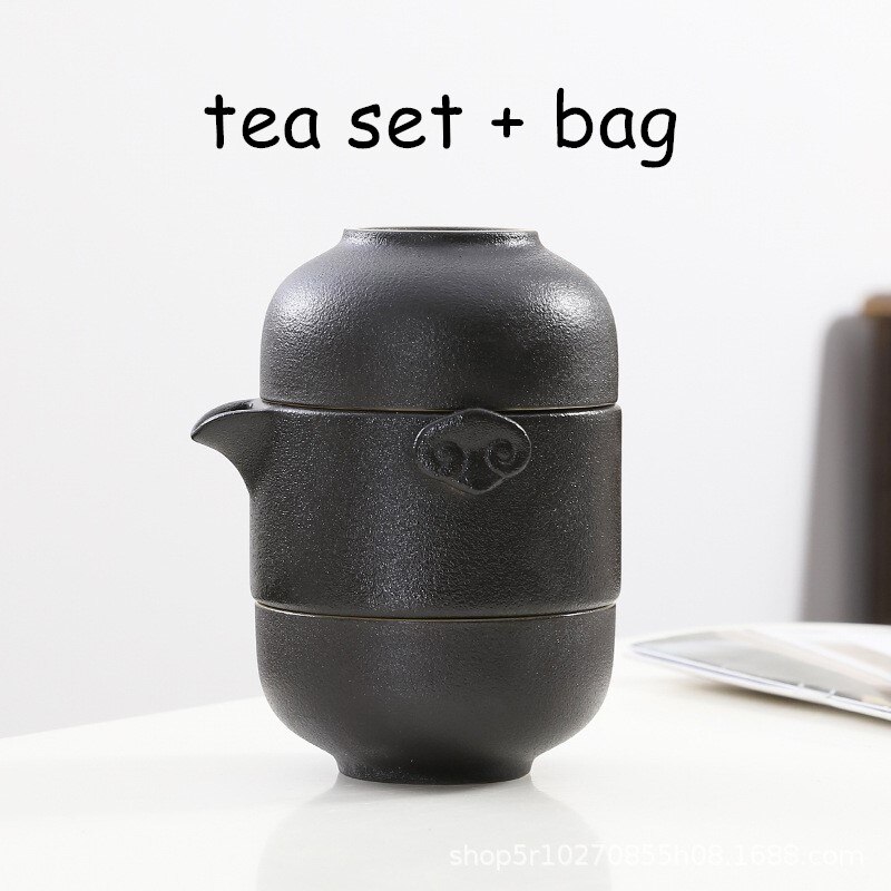 Porcelana ceramiczna czajniczek i filiżanki robić herbaty biuro podróży zestaw robić herbaty Kung Fu Teaware Wykonany ręcznie przenośny chińnarty zestaw robić herbaty dzbanek na herbatę i zestaw filiżanek: C czarny