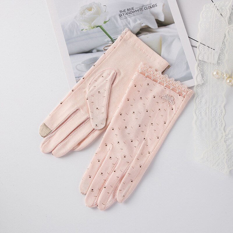 Herbst Frauen Fahren Handschuhe Sommer Atmungsaktive strecken Handschuh Sonnencreme Anti Uv Rutschfeste berühren Bildschirm Handschuh Rosa