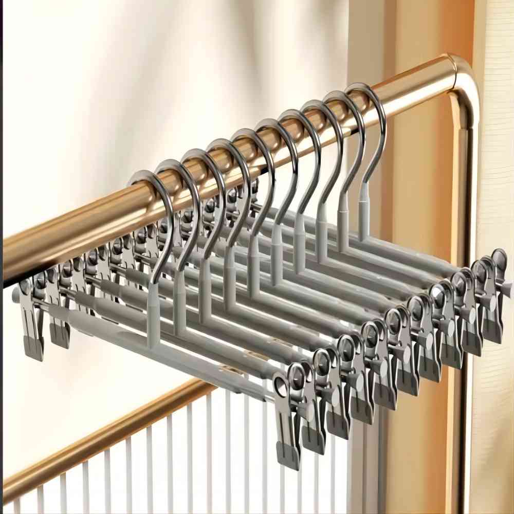 Rack Clip Stainless Steel Trousers Wardrobe Clip Anti-slip Clothespin Pants Clamp Clothes Hanger for Skirt: XXL / Light Grey