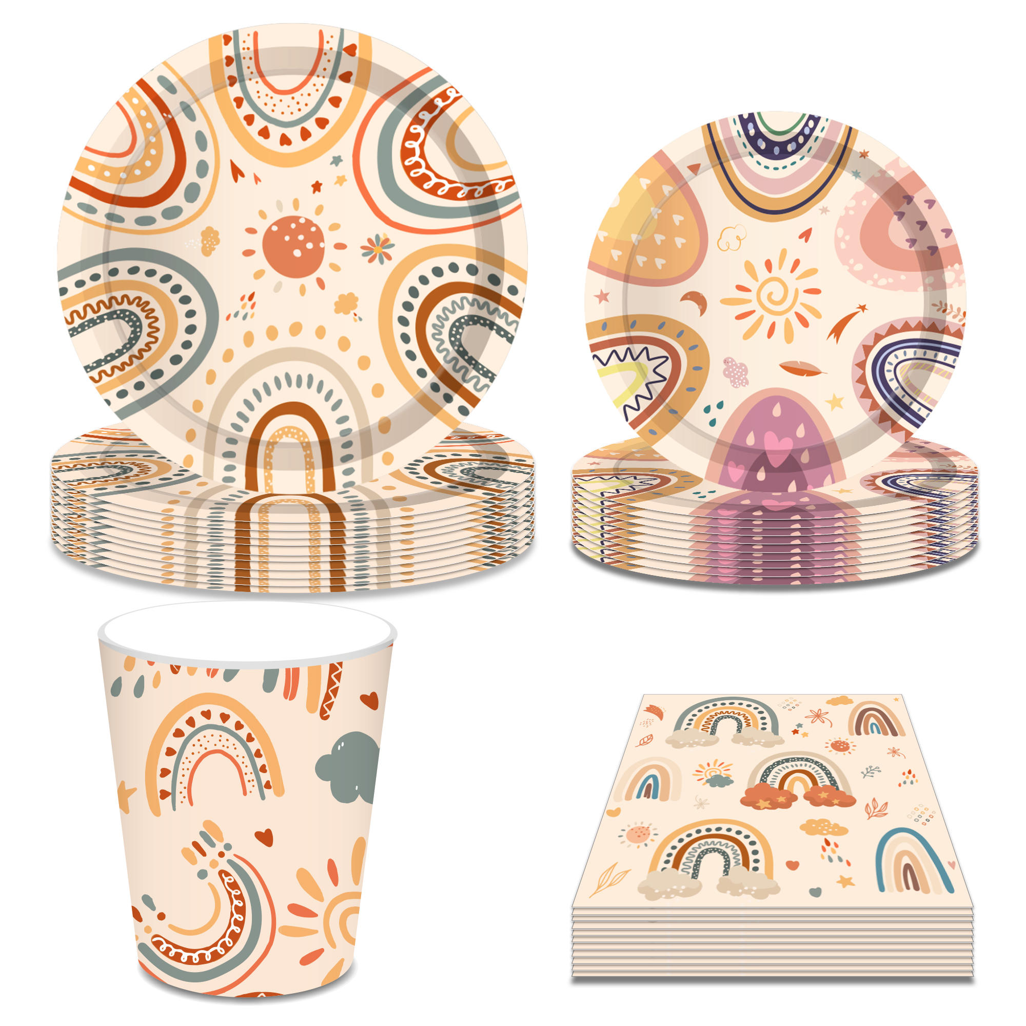 Boho tęcza urodziny impreza Jednorazowa zastawa stołowa Papierowy talerz Serwetka Baner Obrus Czech hipis szczęśliwy urodziny impreza dekoracje