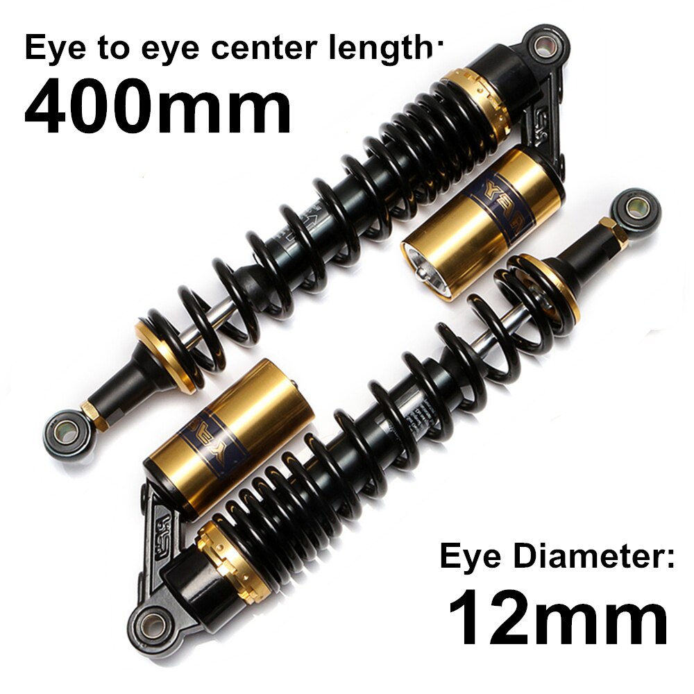 Amortiguador para moto Universal 400mm 15 3/4 "suspensión trasera para motor de bicicleta tierra Scooter ATV Quad Oro Negro D15