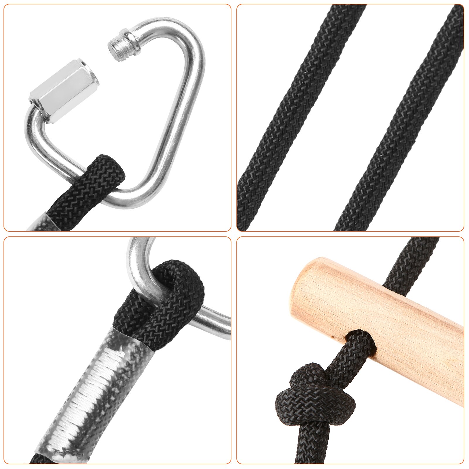 Wooden Swing Rope Ladder with 2 Hooks for Kids Climbing Obstacle Game Hanging Ladder for Swing Playground Play Set