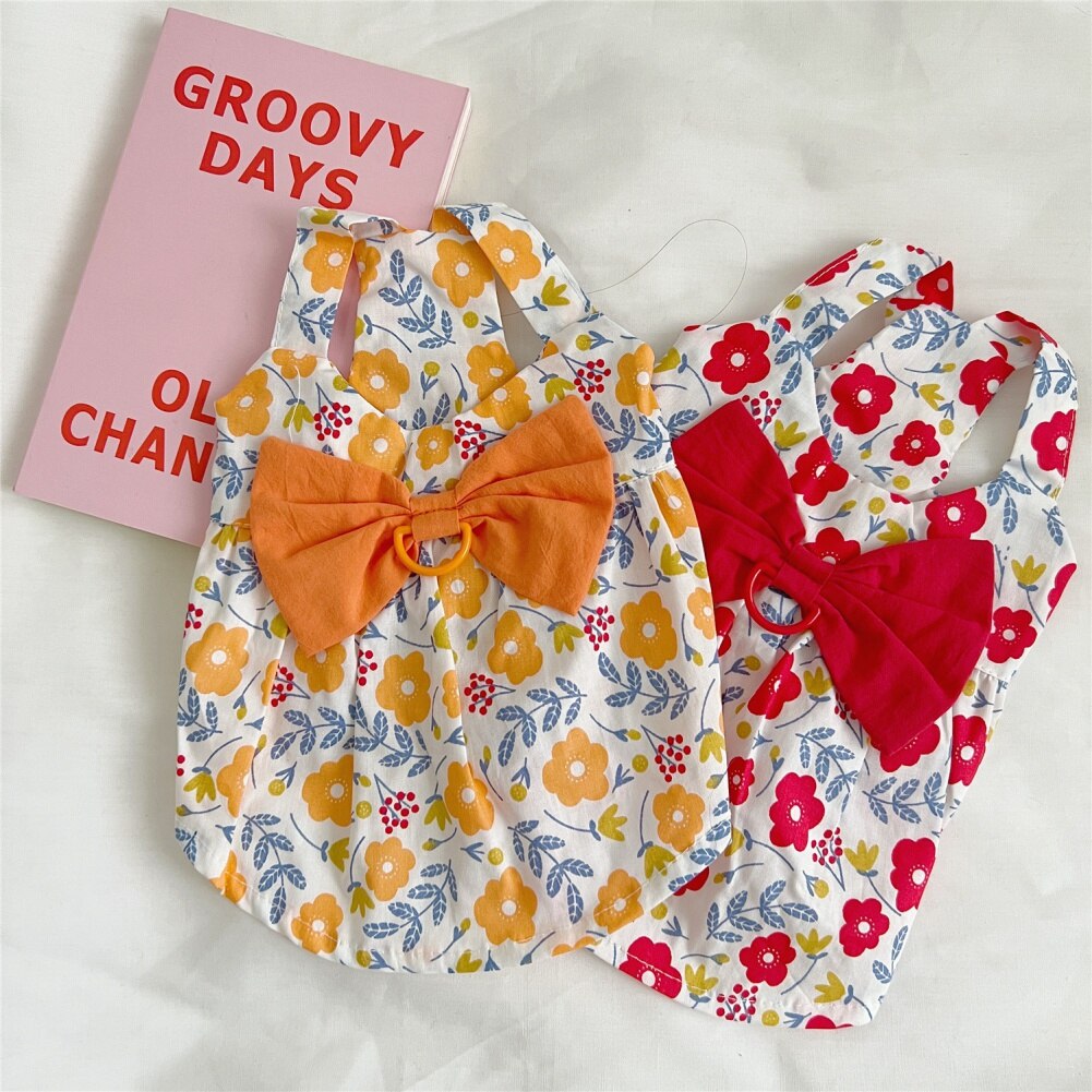 Ropa para mascotas, vestidos para perros pequeños, vestido de princesa Floral dulce, falda para gato, cachorro, Chihuahua, Pug, Yorkie, primavera y verano