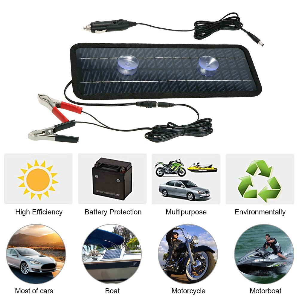 Painel solar portátil universal para carro, barco, 12v, 4.5w, carregamento de bateria, uso externo