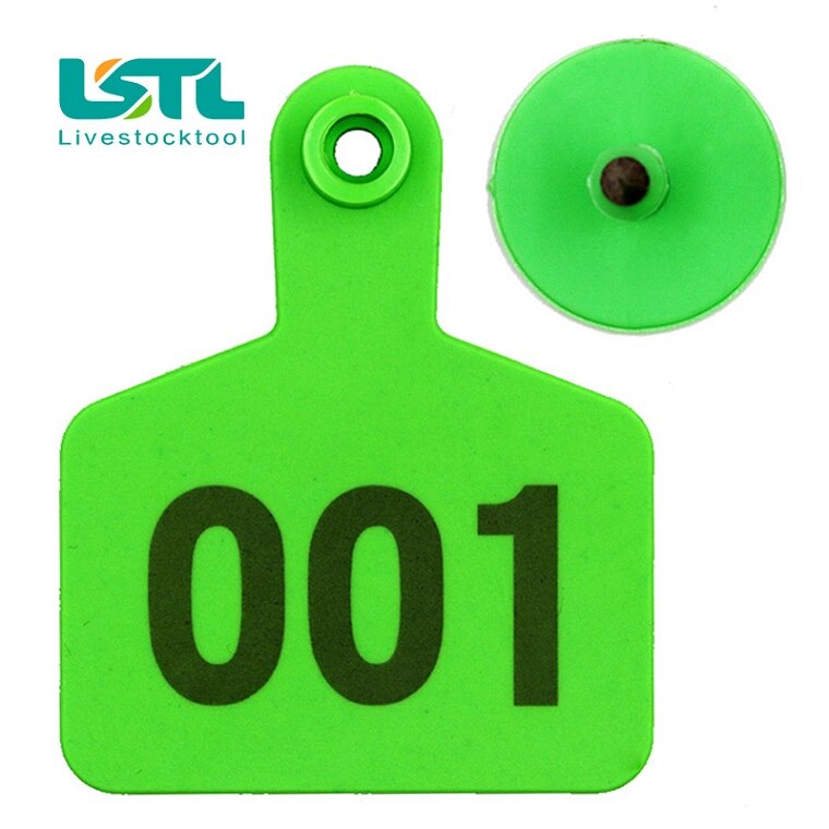 100 Stuks Vee Koe Oor Tag Borden Oor Kaarten Met Woorden Typen Koperen Hoofd Oorbellen Farm Animal Identificatiekaart: Green