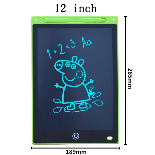12 inch Portable Smart LCD Writing Tablet Electronic Notepad Drawing Graphics Handwriting Pad Board ultra-thin Board: green