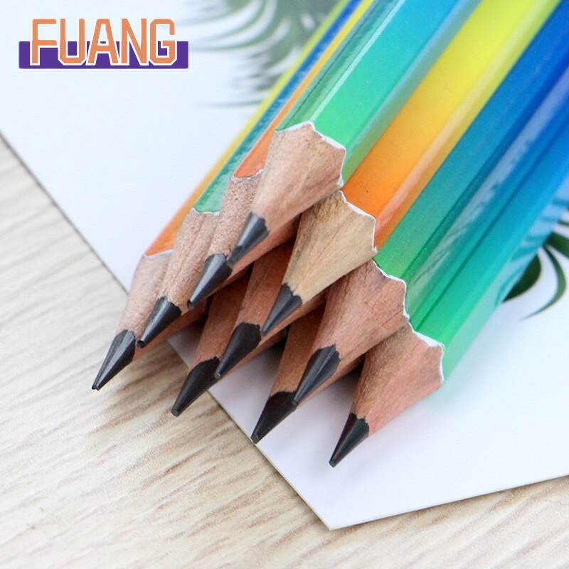 Fuang 12 Gradiënt Kleur Zeshoekige Staaf Hb Potlood Houten Potlood Professionele Schets Grafiet Potlood Student Briefpapier