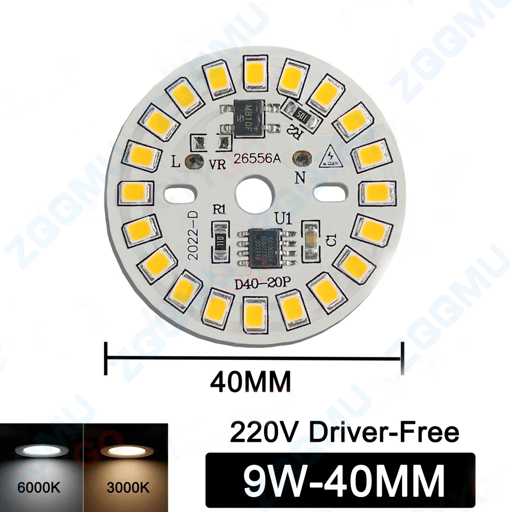 10 Uds. Chip de bombilla LED sin controlador 18W 15W 12W 9W 7W 5W 3W SMD 2835 cuenta de lámpara redonda AC 220V bombilla Chip iluminación foco luz jabalí: Gris oscuro / 28 W