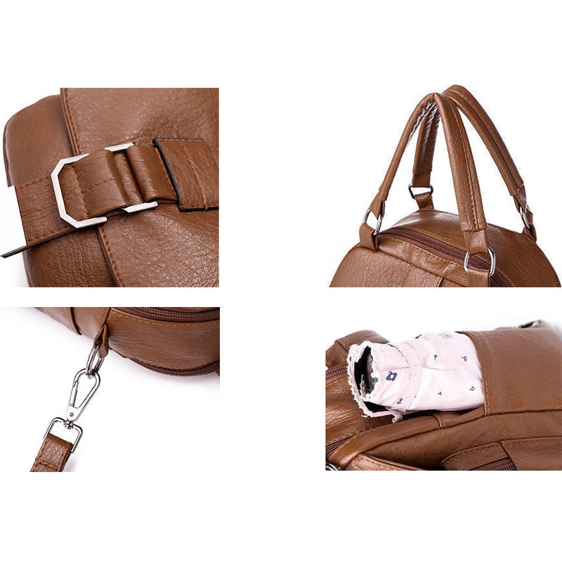 Multifonction petite poche à clapet en cuir Pu femmes sac à dos Vintage doux sacs à bandoulière classique de voyage sacs à dos