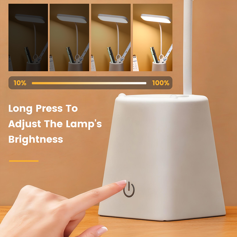 3 kleuren dimbare LED-bureaulamp met penhouder / telefoonstandaard 5V USB Touch 22 LED's Flex buislicht voor slaapkamer ﻿ Studeerkamer Kantoor