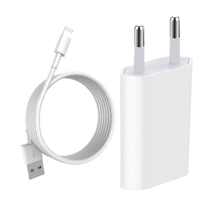 USB Kabel für iPhone Xs Max Xr Xs X 8 7 6s plus 5s 2M Schnelle Ladegerät kabel für iPad Air Mini iPod Touch Weiß 5V 1A Wand ladegerät: charger and cable