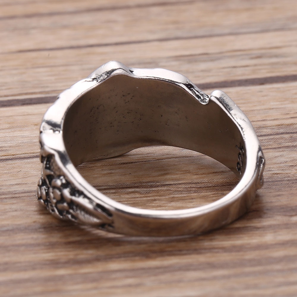Coconal Vintage Wilde Paddestoel Bloem Patroon Ring Voor Mannen Vrouwen Retro Punk Verklaring Ring Nachtclub Biker Ringen Starry Ring