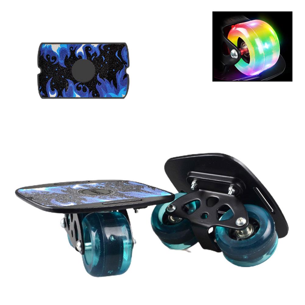 Split Skateboard Roller Road Drift Skates Plate Anti Slip Board With PU Wheels: Sky Blue