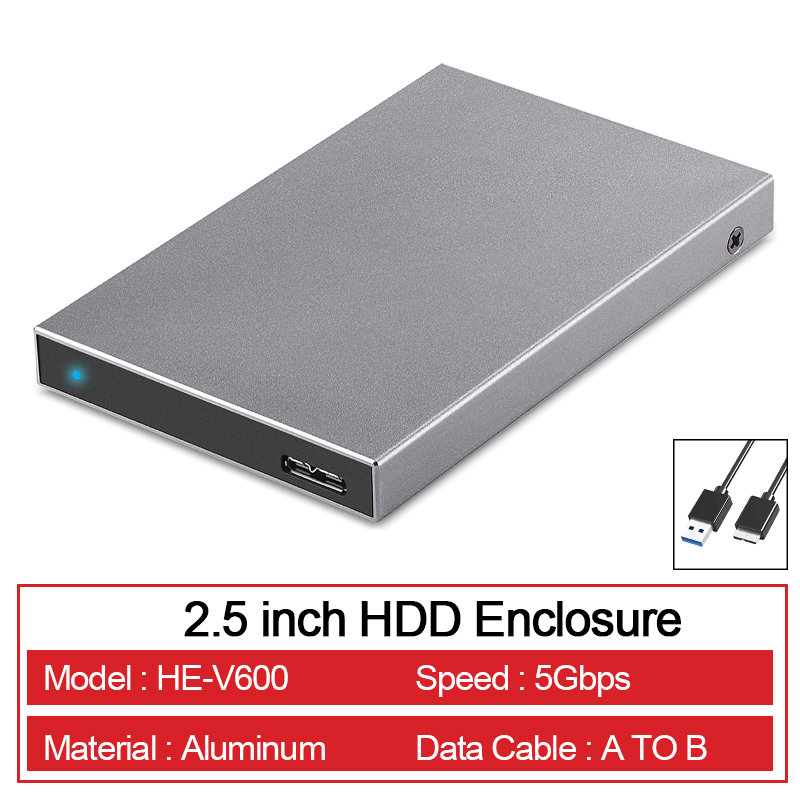 SSK Aluminum 2.5 Inch Hard Drive Enclosure USB C 3.1 6Gbps To SATA External HDD Case Adapter SATA HDD SSD with UASP Compatible: WHITE